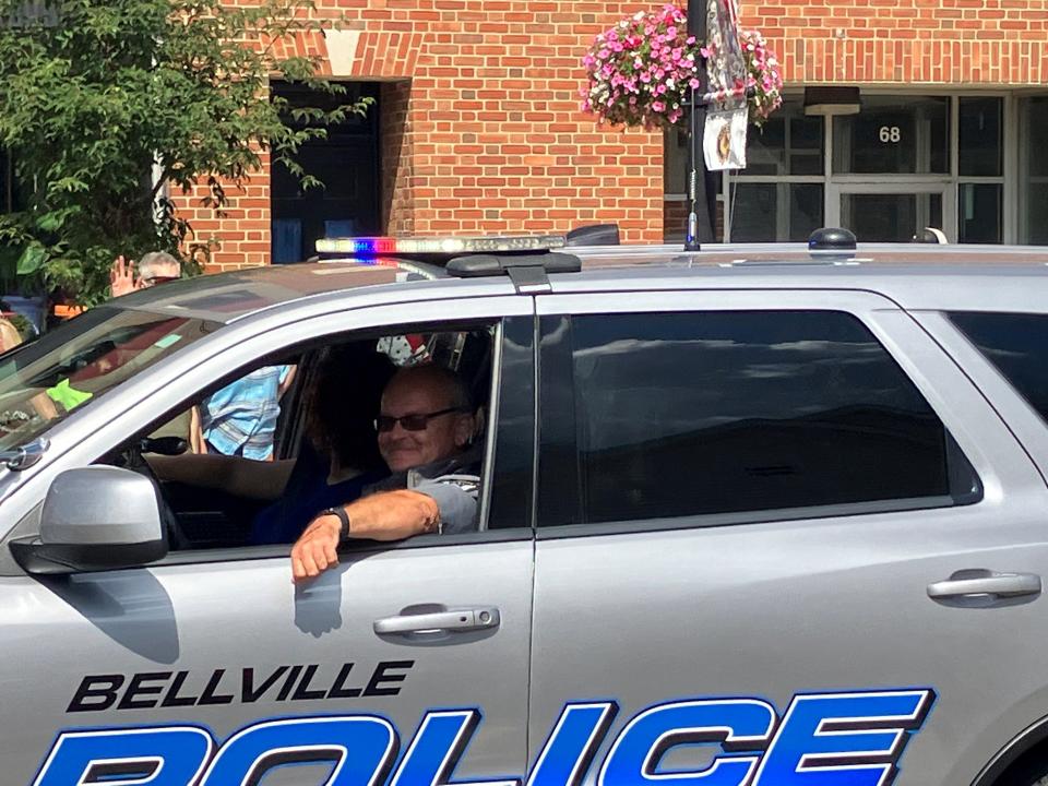 Bellville police Chief Ron Willey rode in his final Liberty Fest parade on Tuesday. Willey is retiring at the end of the month.
