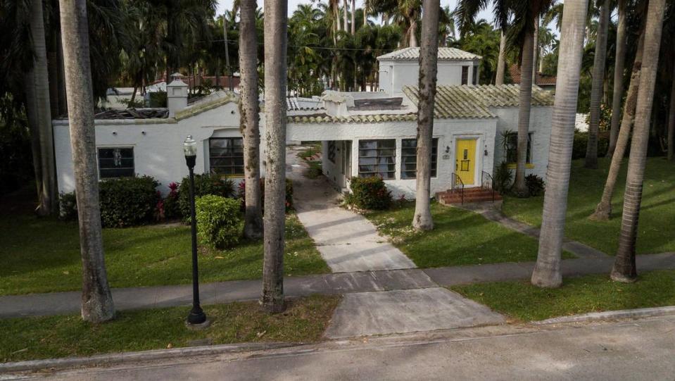 Aerial view of a nearly 100-year-old historic home, center, in Hollywood, Fla. The home could be torn down so the current owner can build two new residences on the property.