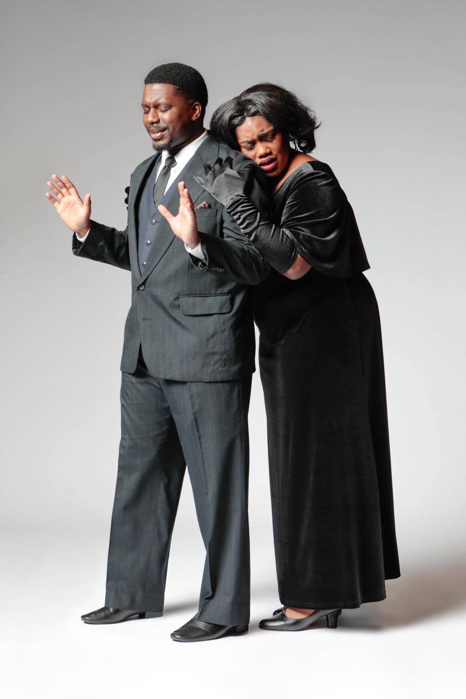 Brian L. Boyd as manager Curtis Taylor Jr., and Shena Brown as her girlfriend Effie White in the Westcoast Black Theatre Troupe production of “Dreamgirls.”