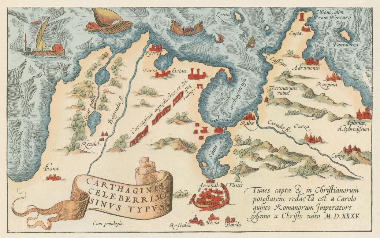 The ruined harbour of Carthage, depicted in the Theatrum Orbis Terrarum (1570)