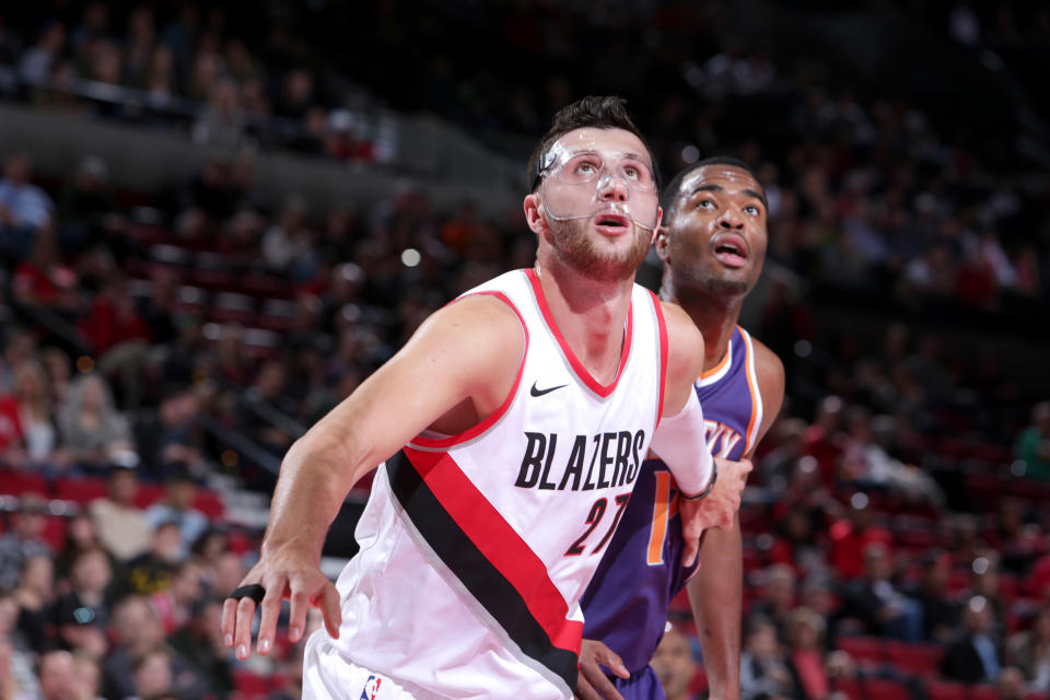 Portland Trail Blazers center Jusuf Nurkic would be one of the top free agents on the market in 2018 if Portland doesn’t extend his contract before Monday night. (Getty Images)