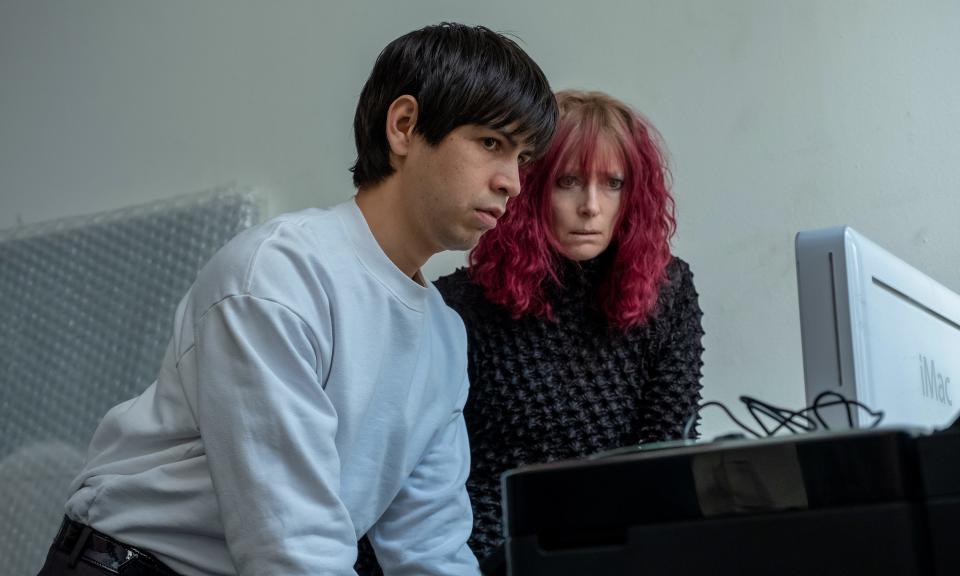 As an assistant to Elizabeth (Tilda Swinton, right), Alejandro (Julio Torres) is tasked with learning the notoriously difficult FileMaker Pro.