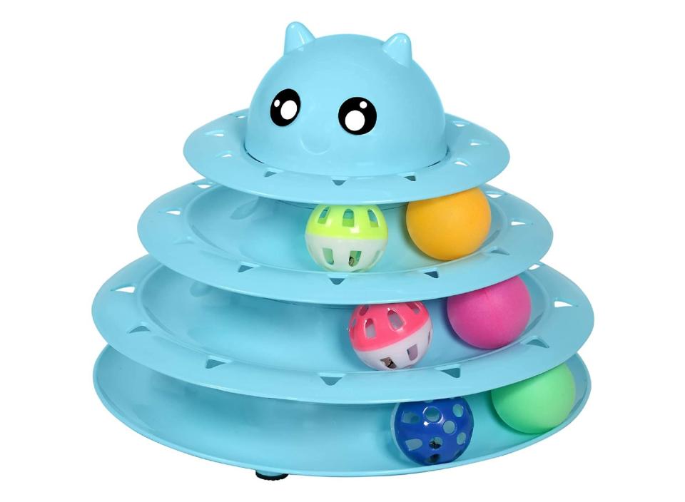 The non-slip texture of this toy’s base ensures this toy stays upright during play. (Source: Amazon)