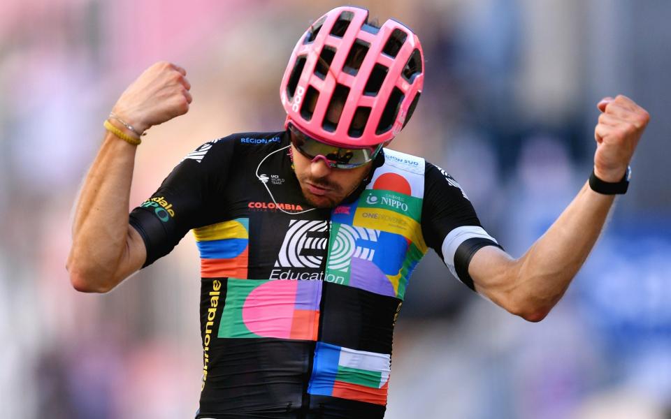 Alberto Bettiol celebrates winning stage 18 of the Giro d'Italia - GETTY IMAGES