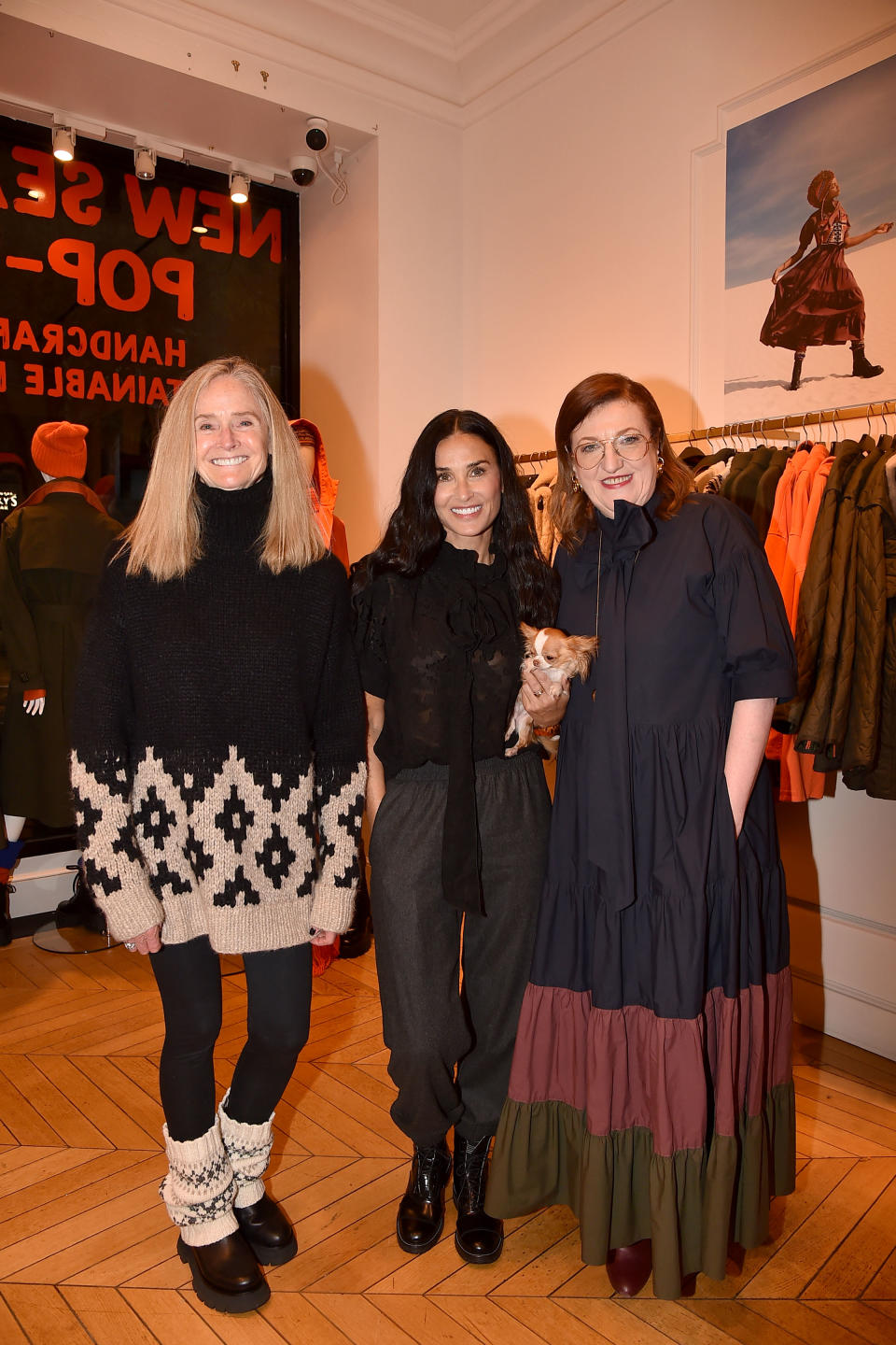 NEW YORK, NY - OCTOBER 13: Annie Hurlbut Zander, Demi Moore, Pilaf and Glenda Bailey attend Peruvian Connection x Glenda Bailey at Peruvian Connection on October 13, 2022 in New York. (Photo by Patrick McMullan/PMC/PMC) *** Local Caption *** Annie Hurlbut Zander;Demi Moore;Pilaf;Glenda Bailey