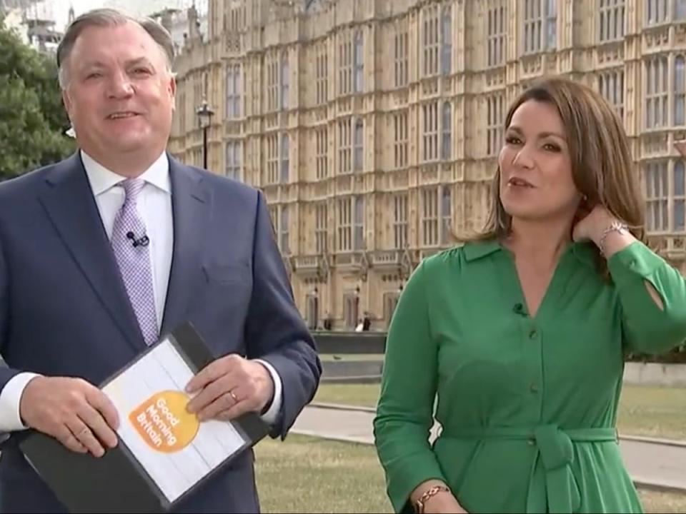 Ed Balls and Susanna Reid were distracted by ‘Bye Bye Boris’ song live on ‘GMB’ (ITV)