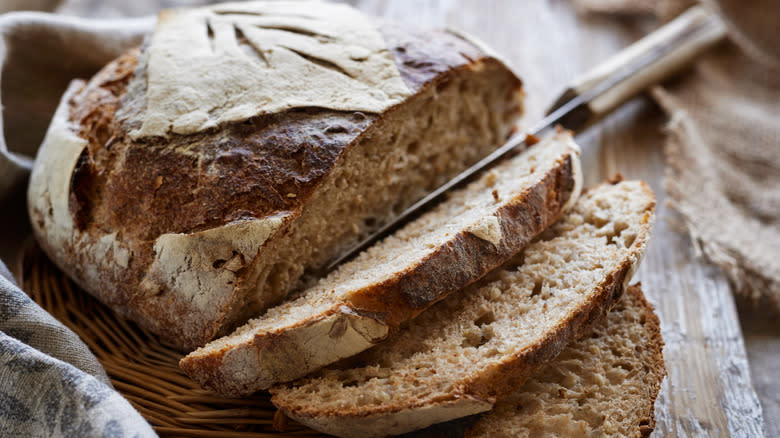 sourdough bread on towel