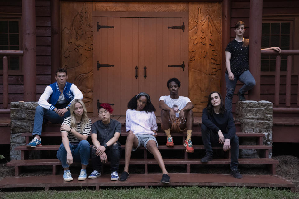 The cast of Blumhouse’s They/Them, a horror film set inside a gay conversion camp; it plays the closing night of Outfest 2022. - Credit: Blumhouse