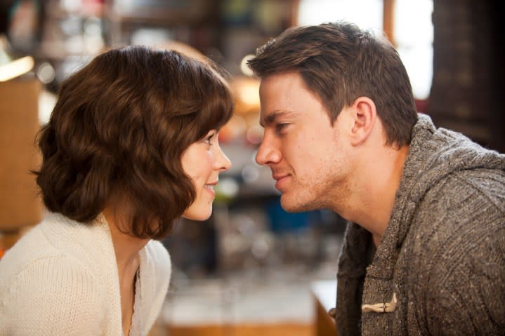 A man and a woman gaze at each other in The Vow.