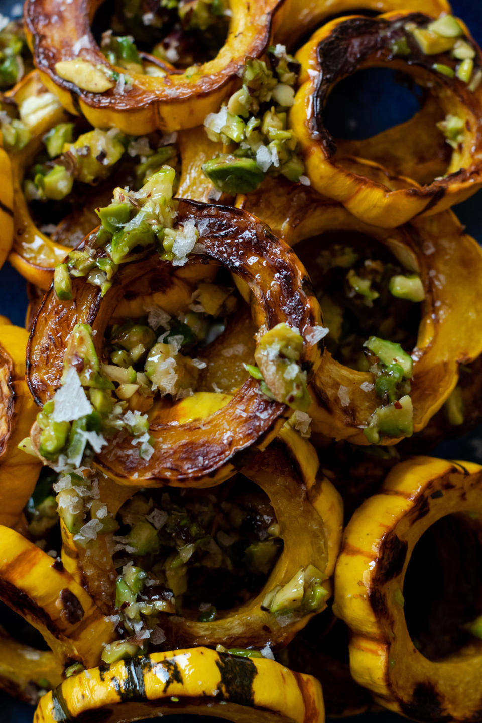 Squash roasted with pistachios and honey.