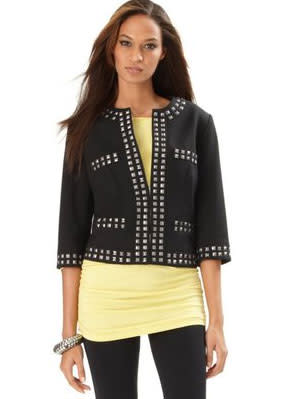 INC International Concepts Jacket, Studded Cropped Collarless - $119.00
