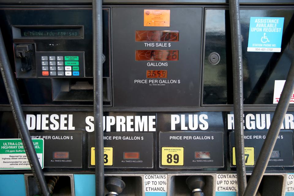 A gas pump is seen at the Victory gas station on April 21, 2014 in Pembroke Pines, Florida.