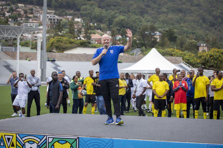 Gianni Infantino, en el 73er Congreso de FIFA, en Kigali, Ruanda, donde fue reelegido como presidente del organismo mundial