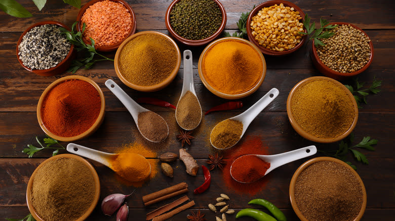 Bowls of spices & seasonings