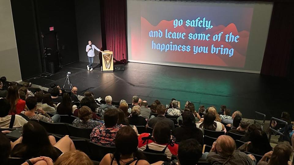 fans gather for a dracula daily presentation