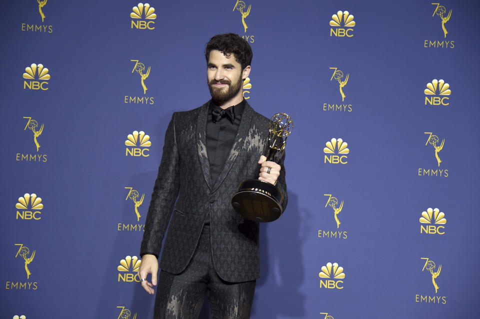 Darren Criss, winner of the award for outstanding lead actor in a limited series, movie or dramatic special for 