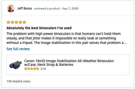 Jeff Bezos reviews Canon binoculars