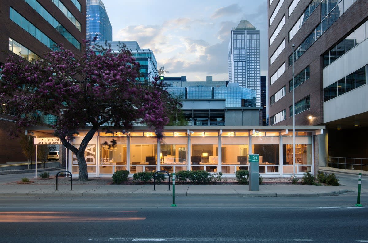 Lacey Court in better days. According to the Design Talks Institute, the small office building on 12th Avenue S.W. is a rare example in Calgary of a West Coast modern style of architecture. (Submitted by Jamie Anholt - image credit)