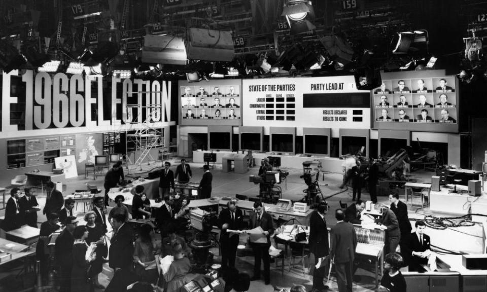 The BBC prepares for election night in 1966: Harold Wilson won easily.