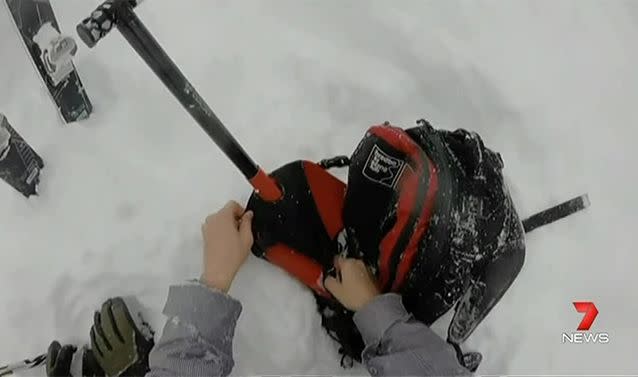 Realising their mate was somewhere beneath them, Daniel and Leonard began the frantic search while another friend Andrew went for help. Photo: James Mort/7News