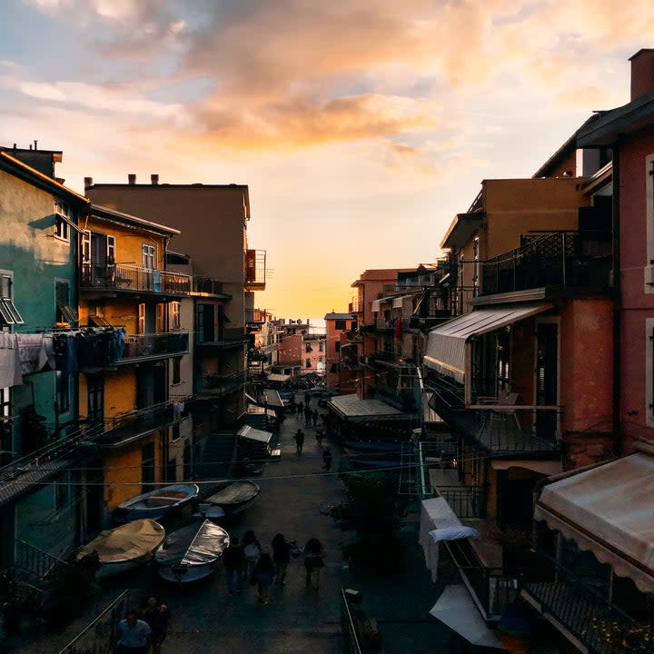 Beautiful sunset in the streets of Cinque Terre