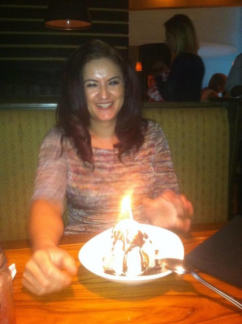 Amparo Godinez Sanchez celebrated her 39th birthday with a flaming dessert. She went to Las Vegas with several of her friends.