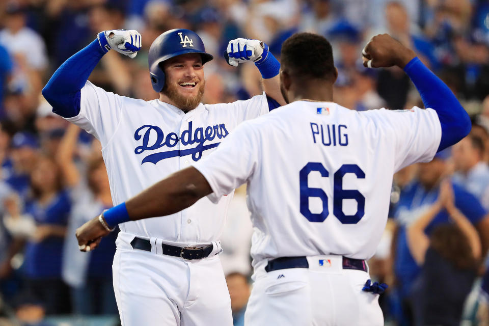 The Atlanta Braves had no answer for Max Muncy and the rest of the Los Angeles Dodgers in Game 1 of the NLDS. (Getty Images)