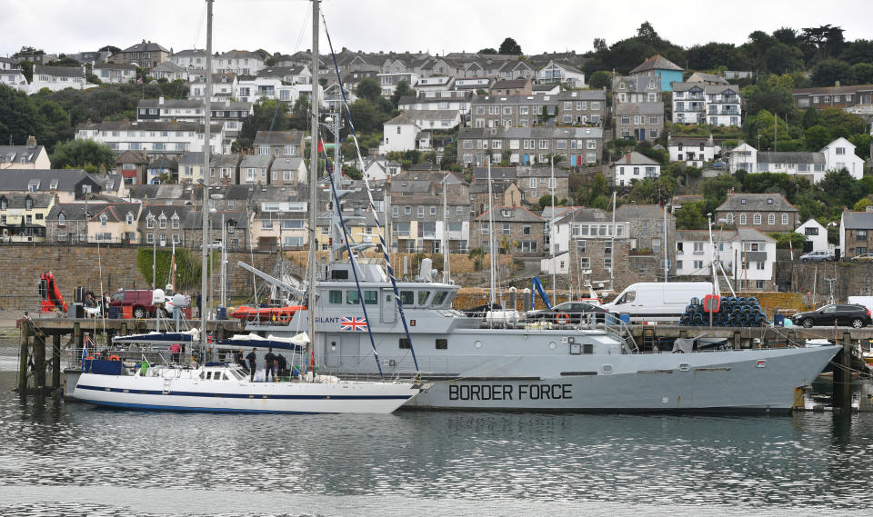 <em>Seizure – the Netherlands-registered boat was intercepted and escorted to Newlyn (Picture: PA)</em>