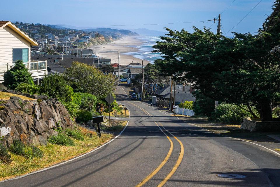 El final de Logan Road en Lincoln City, un punto de cruce de la ruta inferior para llegar a God's Thumb.