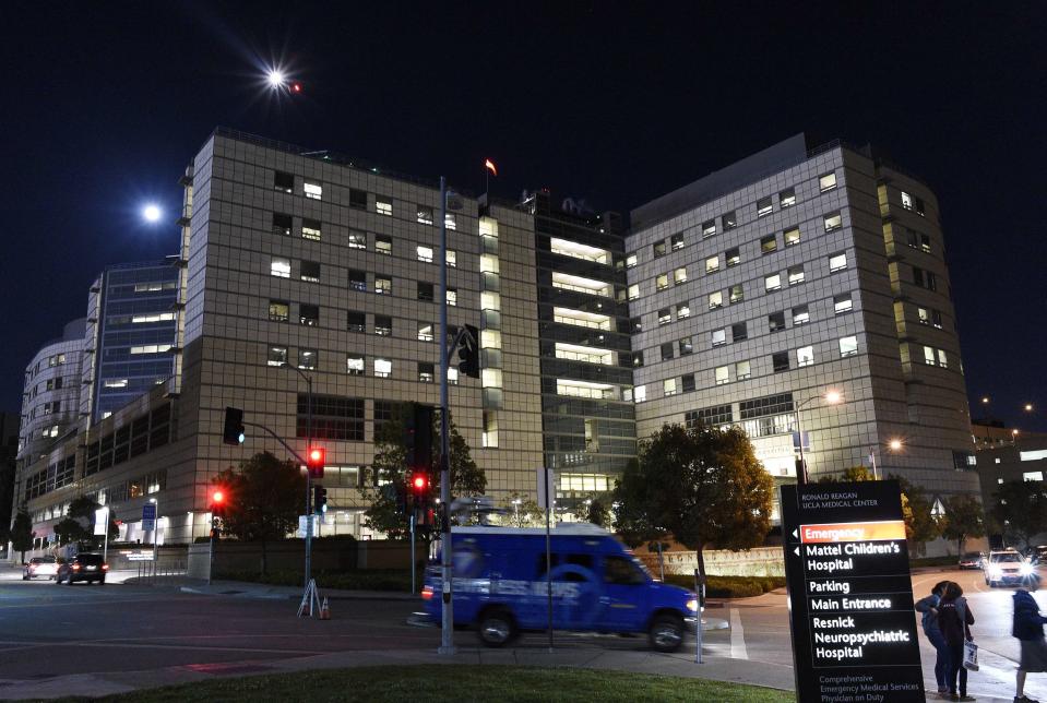 A medical helicopter takes off from the roof of The Ronald Reagan UCLA Medical Center where actor Harrison Ford is receiving medical help after crashing his single engine plane in Los Angeles
