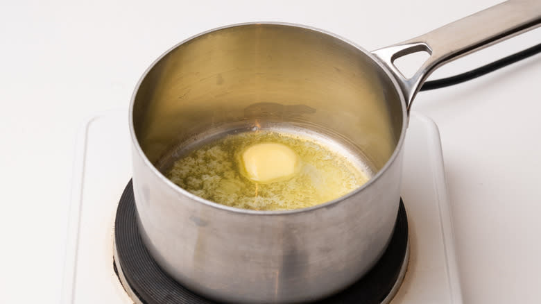 butter melting in a pan