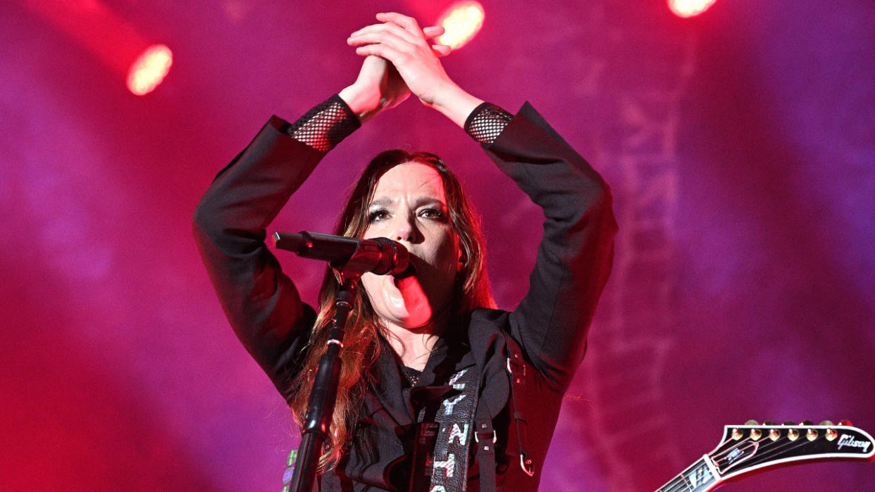  Lzzy Hale onstage with Halestorm in 2023. 