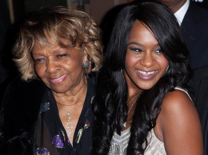 Cissy Houston and Bobbi Kristina Brown (R) attend the opening night of 