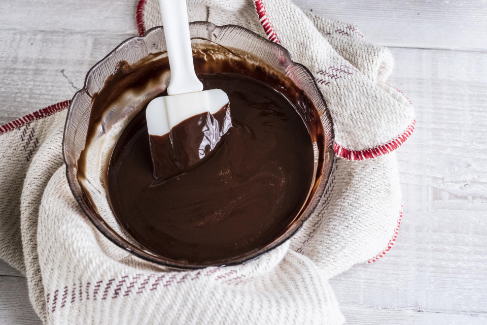 Chocolate sauce being stirred