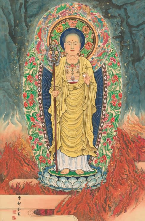 農曆7月30日（2021年9月6日），是地藏王菩薩生日。 （圖／慧松居士恭繪 雲水堂提供）