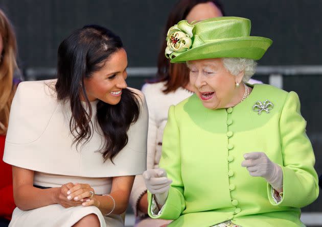 Meghan, Duchess of Sussex and Queen Elizabeth II attend a ceremony to open the new Mersey Gateway Bridge on June 14, 2018 in Widnes, England. (Photo: Max Mumby/Indigo/Getty Images)