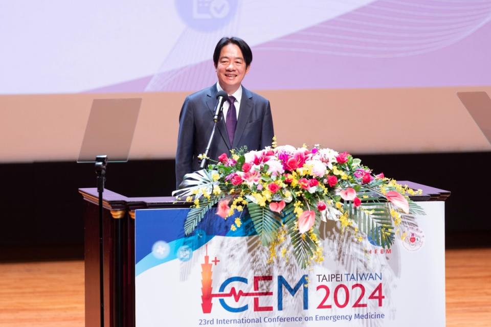  總統賴清德出席第23屆國際急診醫學會議（ICEM 2024）開幕典禮。 圖：總統府提供 