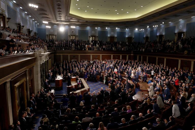 Netanyahu habla ante el Congreso norteamericano.  (JUSTIN SULLIVAN / Getty Images via AFP)