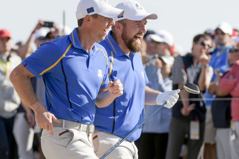 Rory McIlroy (L) and Shane Lowry were Ryder Cup teammates in 2014, 2016, 2021 and 2023. File Photo by Mark Black/UPI
