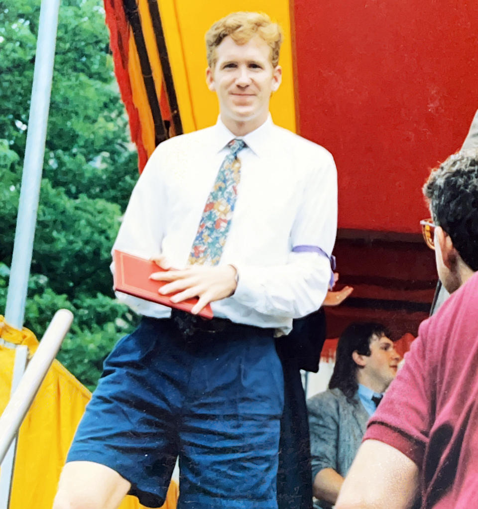 Jason, getting his college diploma in ... shorts.  (Courtesy Kavita Varma-White)