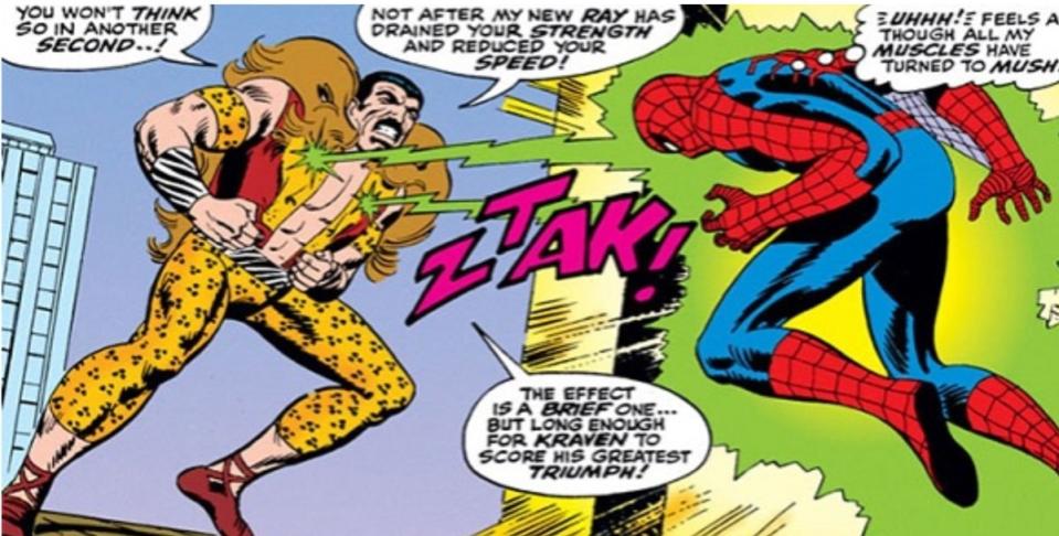 Kraven hunts Spider-Man in the classic Amazing Spider-Man comics from the 1960s.