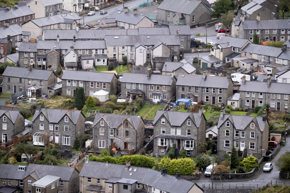 mortgage approvals. Streets and houses in the industrial revolution-era town of Blaenau Ffestiniog, on 3rd October 2021, in Blaenau Ffestiniog, Gwynedd, Wales. The derelict slate mines around Blaenau Ffestiniog in north Wales were awarded UNESCO World Heritage status in 2021. The industrys heyday was the 1890s when the Welsh slate industry employed approximately 17,000 workers, producing almost 500,000 tonnes of slate a year, around a third of all roofing slate used in the world in the late 19th century. Only 10% of slate was ever of good enough quality and the surrounding mountains now have slate waste and the ruined remains of machinery, workshops and shelters have changed the landscape for square miles. (Photo by Richard Baker / In Pictures via Getty Images) (Photo by Richard Baker / In Pictures via Getty Images)