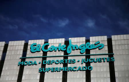 The logo of El Corte Ingles department store is seen on one of its stores in central Madrid, Spain August 25, 2016. REUTERS/Andrea Comas