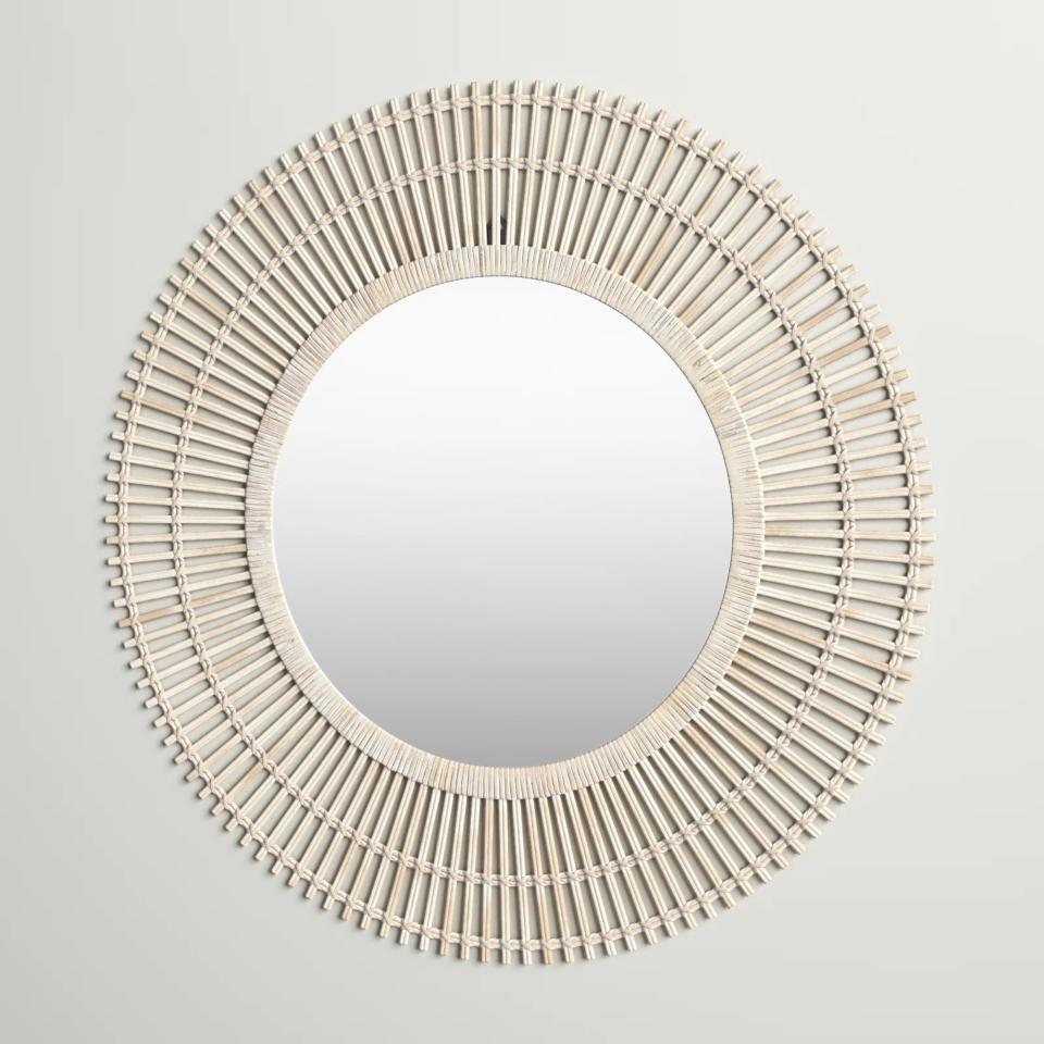 Amesbury Solid Wood Round Wall Mirror