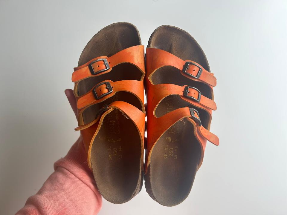 Orange birkenstocks