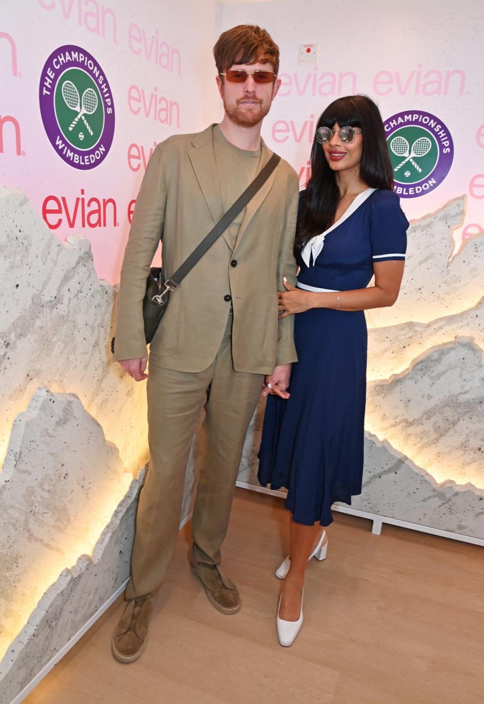 James Blake and Jameela Jamil in Evian's Mountain of Youth VIP Suite (Dave Benett/Getty Images for evi)