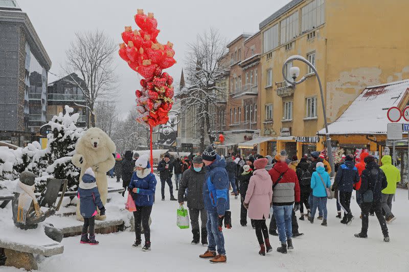 People walk in Zakopane