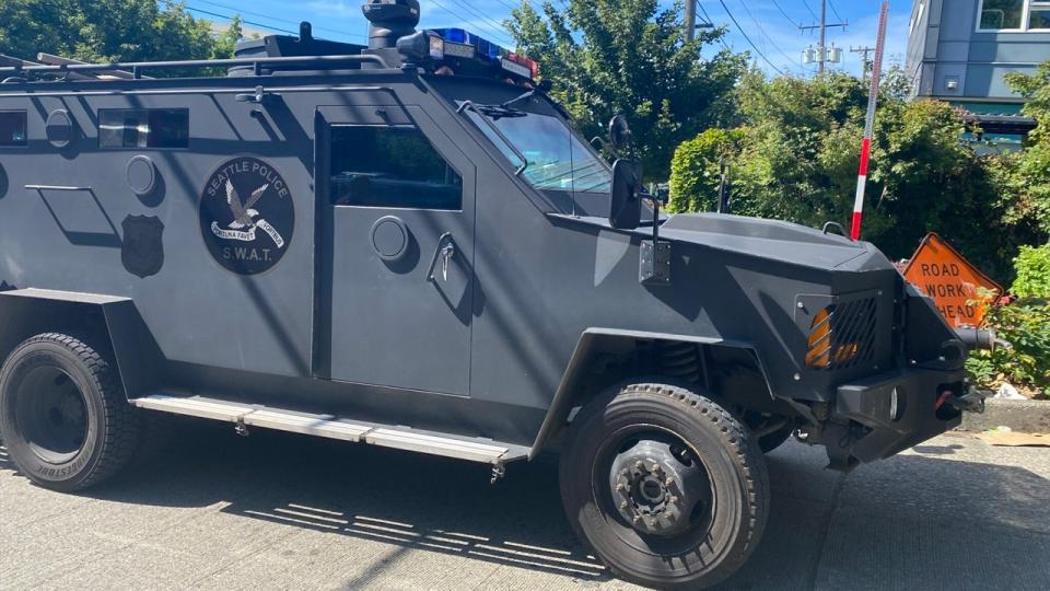 Seattle SWAT vehicle outside hostage negotiation