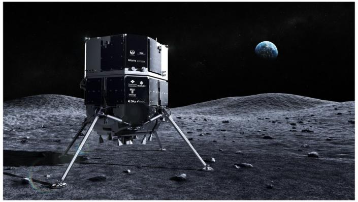 Graphic of the lander on the Moon