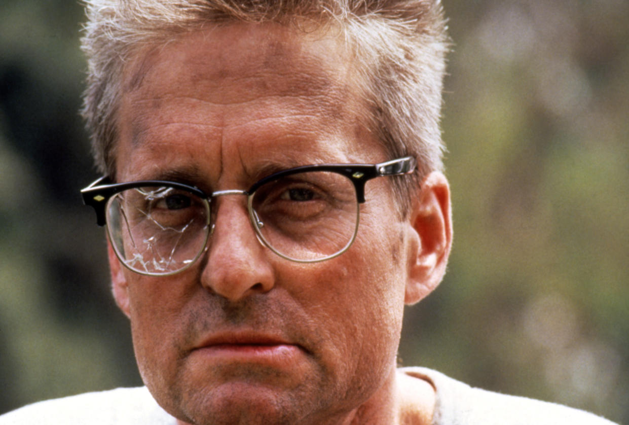 American actor Michael Douglas on the set of Falling Down directed by Joel Schumacher. (Photo by Sunset Boulevard/Corbis via Getty Images)